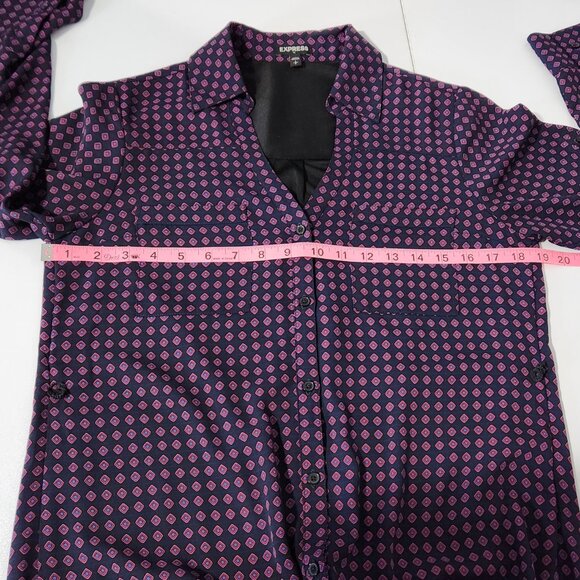 Express Printed Pattern Shirt Dress with Sash Size S - Picture 12 of 15